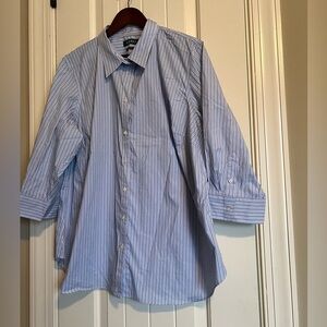 Lauren Ralph Lauren Women’s Stretch Non Iron 3/4‎ Sleeve Striped Blouse 3XL